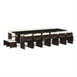 vidaXL 17 Piece Patio Dining Set with Cushions Brown Poly Rattan