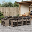 vidaXL 13 Piece Patio Dining Set with Cushions Gray Poly Rattan