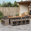 vidaXL 13 Piece Patio Dining Set with Cushions Gray Poly Rattan