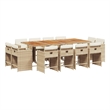 vidaXL 13 Piece Patio Dining Set with Cushions Beige Poly Rattan