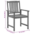 vidaXL Patio Chairs with Cushions 4 pcs Gray Solid Acacia Wood