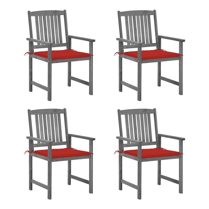 vidaXL Patio Chairs with Cushions 4 pcs Gray Solid Acacia Wood