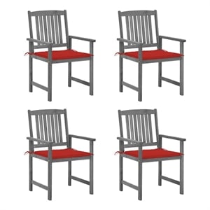 vidaXL Patio Chairs with Cushions 4 pcs Gray Solid Acacia Wood
