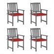vidaXL Patio Chairs with Cushions 4 pcs Gray Solid Acacia Wood