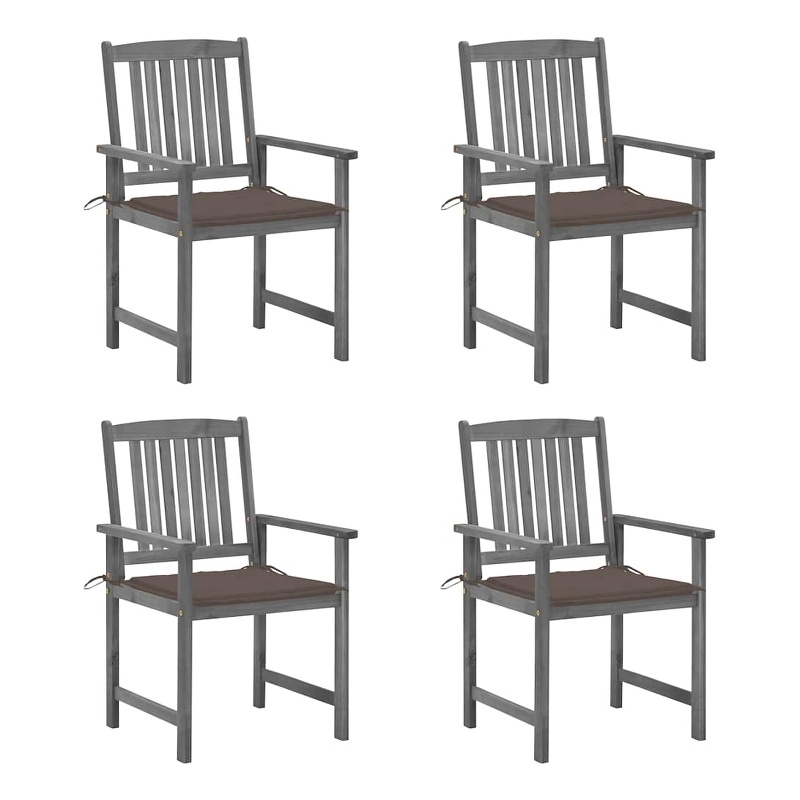 vidaXL Patio Chairs with Cushions 4 pcs Gray Solid Acacia Wood