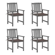 vidaXL Patio Chairs with Cushions 4 pcs Gray Solid Acacia Wood