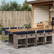vidaXL 9 Piece Garden Dining Set with Cushions Grey Poly Rattan