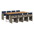 vidaXL 9 Piece Garden Dining Set with Cushions Grey Poly Rattan