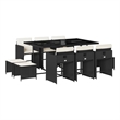 vidaXL 11 Piece Patio Dining Set with Cushions Black Poly Rattan