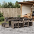 vidaXL 13 Piece Patio Dining Set with Cushions Gray Poly Rattan
