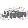 vidaXL 13 Piece Patio Dining Set with Cushions Gray Poly Rattan