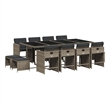 vidaXL 13 Piece Patio Dining Set with Cushions Gray Poly Rattan