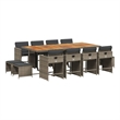 vidaXL 13 Piece Patio Dining Set with Cushions Gray Poly Rattan