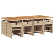 vidaXL 13 Piece Patio Dining Set with Cushions Beige Poly Rattan