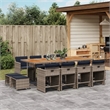 vidaXL 13 Piece Garden Dining Set with Cushions Grey Poly Rattan