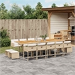 vidaXL 15 Piece Patio Dining Set with Cushions Beige Poly Rattan