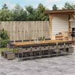 vidaXL 17 Piece Garden Dining Set with Cushions Grey Poly Rattan