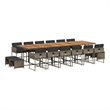 vidaXL 17 Piece Garden Dining Set with Cushions Grey Poly Rattan