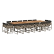 vidaXL 17 Piece Patio Dining Set with Cushions Gray Poly Rattan