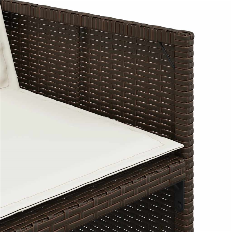 vidaXL 13 Piece Patio Dining Set with Cushions Brown Poly Rattan
