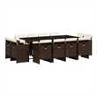 vidaXL 13 Piece Patio Dining Set with Cushions Brown Poly Rattan