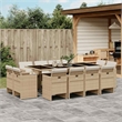 vidaXL 13 Piece Patio Dining Set with Cushions Beige Poly Rattan