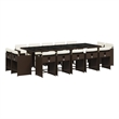 vidaXL 15 Piece Patio Dining Set with Cushions Brown Poly Rattan