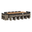 vidaXL 15 Piece Patio Dining Set with Cushions Gray Poly Rattan