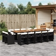 vidaXL 15 Piece Patio Dining Set with Cushions Black Poly Rattan