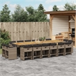 vidaXL 17 Piece Patio Dining Set with Cushions Gray Poly Rattan