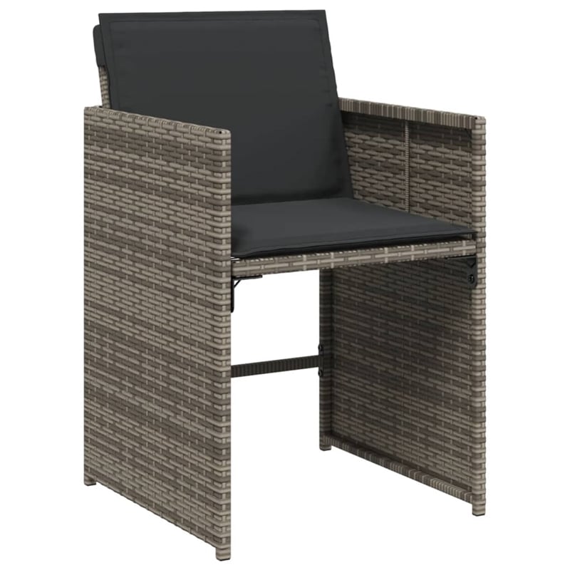 vidaXL 17 Piece Patio Dining Set with Cushions Gray Poly Rattan