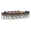 vidaXL 15 Piece Patio Dining Set with Cushions Gray Poly Rattan