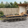 vidaXL 17 Piece Patio Dining Set with Cushions Gray Poly Rattan