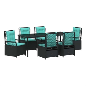 vidaXL Garden Dining Set 7 pcs Black Poly Rattan