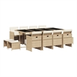 vidaXL 13 Piece Patio Dining Set with Cushions Beige Poly Rattan