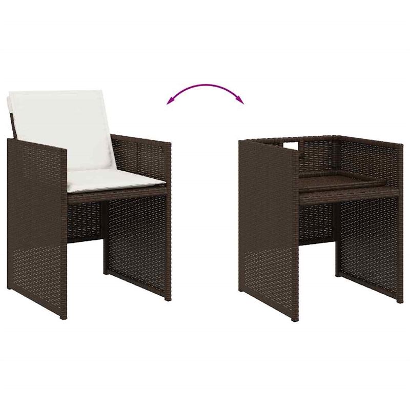 vidaXL 9 Piece Patio Dining Set with Cushions Brown Poly Rattan