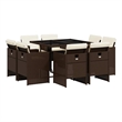 vidaXL 9 Piece Patio Dining Set with Cushions Brown Poly Rattan