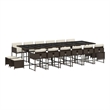 vidaXL 17 Piece Patio Dining Set with Cushions Brown Poly Rattan
