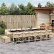 vidaXL 17 Piece Patio Dining Set with Cushions Beige Poly Rattan