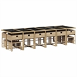 vidaXL 17 Piece Patio Dining Set with Cushions Beige Poly Rattan