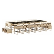 vidaXL 17 Piece Patio Dining Set with Cushions Beige Poly Rattan