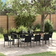 vidaXL Garden Dining Set 9 pcs Black and Grey PE Rattan