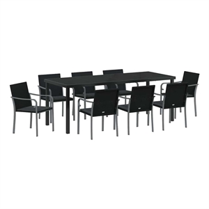vidaXL Garden Dining Set 9 pcs Black and Grey PE Rattan