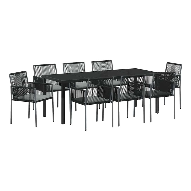 vidaXL Garden Dining Set 9 pcs Black PE Rattan
