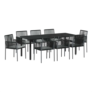 vidaXL Garden Dining Set 9 pcs Black PE Rattan