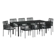 vidaXL Garden Dining Set 9 pcs Black PE Rattan