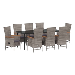 vidaXL Garden Dining Set 9 pcs Grey Powder-Coated Steel