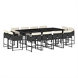 vidaXL 13 Piece Patio Dining Set with Cushions Black Poly Rattan