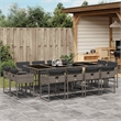 vidaXL 13 Piece Patio Dining Set with Cushions Gray Poly Rattan