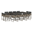 vidaXL 13 Piece Patio Dining Set with Cushions Gray Poly Rattan